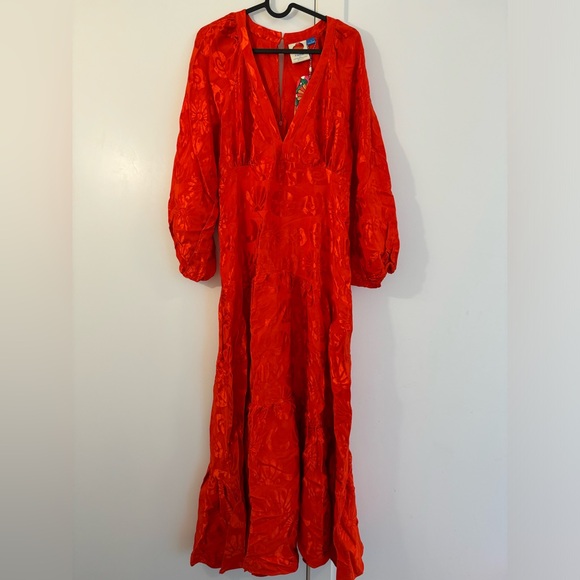 Farm Rio Long-Sleeve V-Neck Jacquard Maxi Dress - Picture 4 of 9